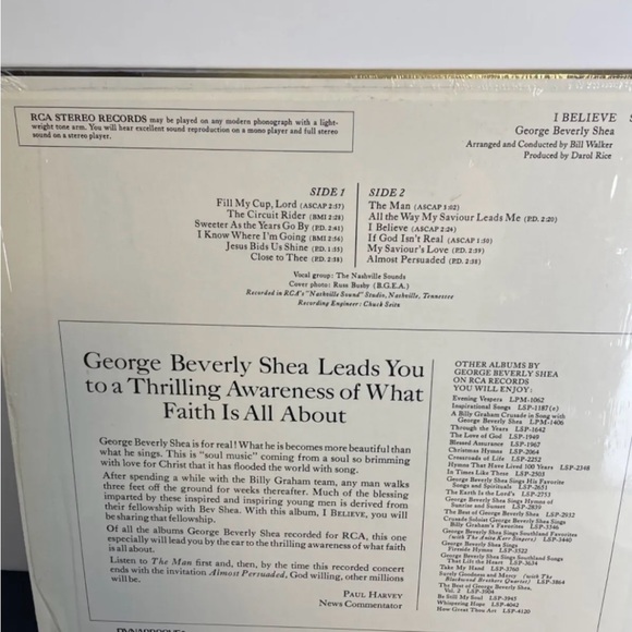 George Beverly Shea I Believe vinyl lp - Picture 3 of 6